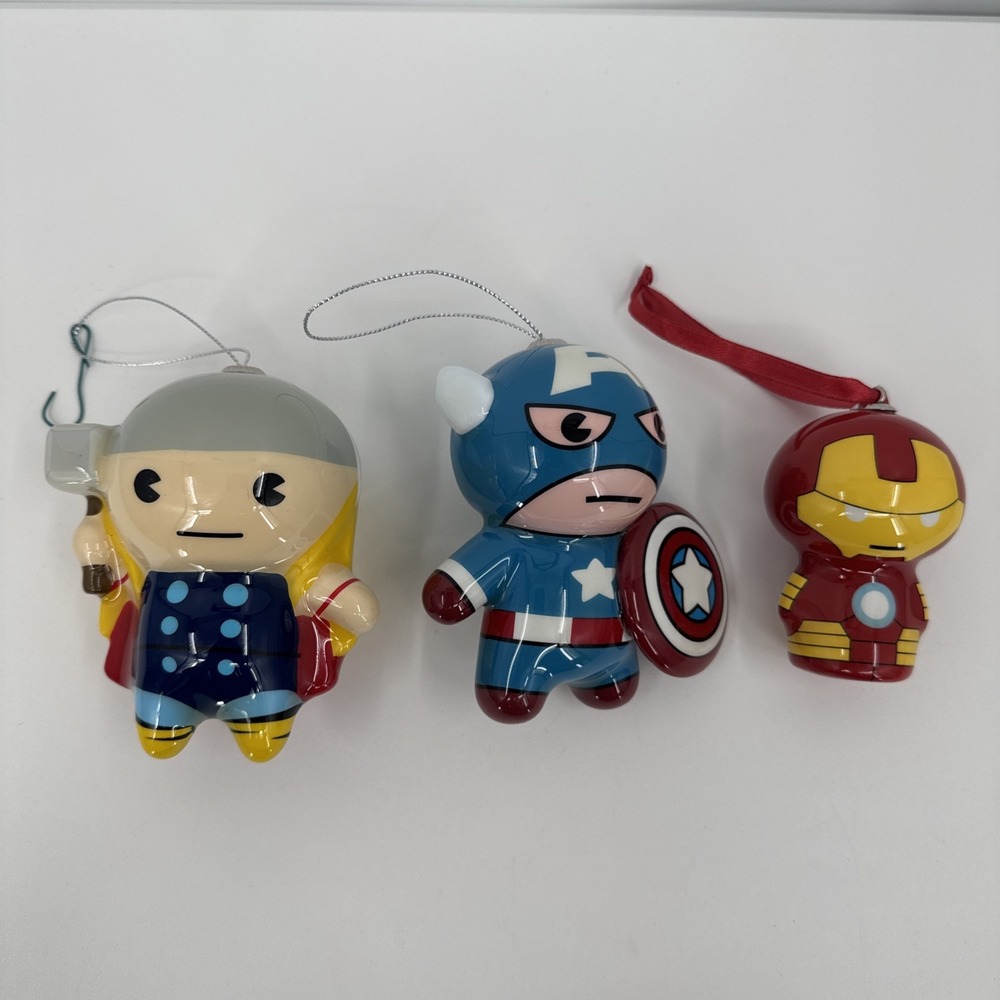 Marvel HALLMARK DECOUPAGE ORNAMENTS Captain America, Thor & Iron Man